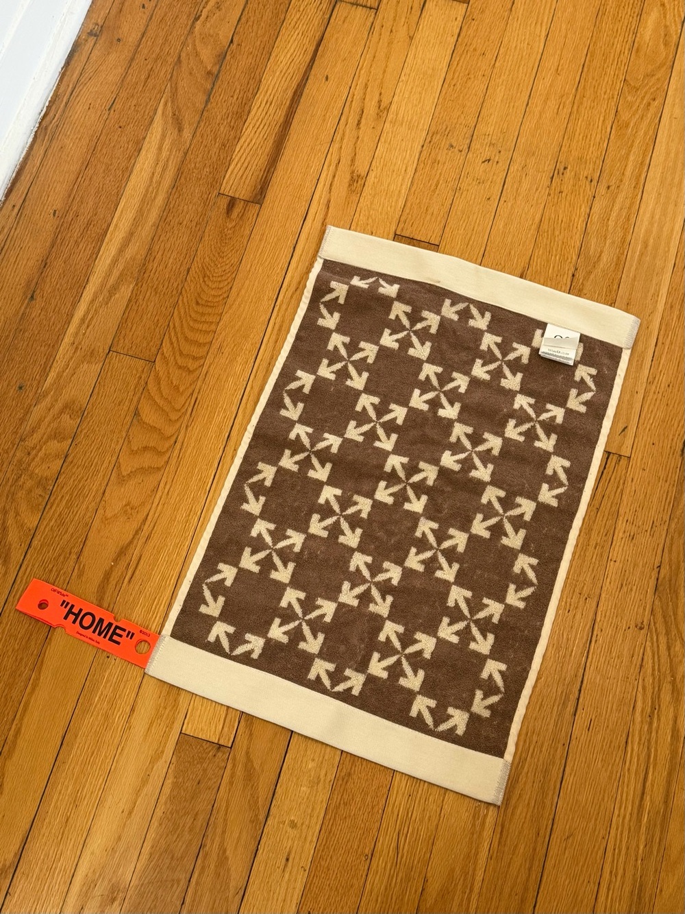 Off-White Brown and Cream Arrow Towel
